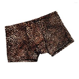 Underpants Men Leopard Print Boxer Underwear U Pouch Briefs Low Waist Short Panties Soft Elasticity Casual Breath Lingerie