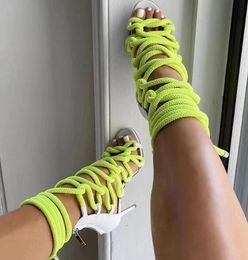 Summer Fashion escent Yellow Blue Rose Pink Gladiator Cuts Out Cross Lace Up Sandals Woman Open Toe Ropes Zipper Back Shoes 231221