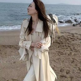Women's Trench Coats Coat For Women 2023 Windbreaker Spring And Autumn High Grade Draping Medium Long Solid Color Temperament Slim Fit