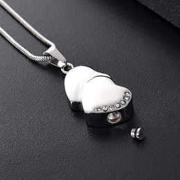 LKJ12447 Silver Tone Heart Cremation Pendant Men Women Ashes Holder Memorial Urn Necklace with Funnel & Gift Box303r