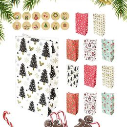 Christmas Decorations Chimas Gift Paper Bags 12pcs Sturdy Party Bag Kraft Treat For Year Candy Chocolate