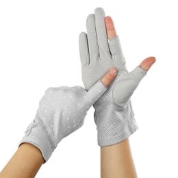 Five Fingers Gloves Fingerless Thumb & Index Finger Stretch Sunscreen Anti-Uv Anti-Slip Women Driving Lace ST005269d