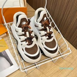 2023 Shoes with Wave Shaped Outsole Cowhide Mesh Patchwork Brand Trainers