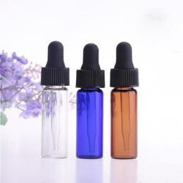 Small Clear Amber Blue Glass 4ml Vials E-liquid Dropper Bottles Mini Glass Perfume Essential Oil E-juice Bottle 1200Pcs Rffln