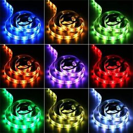 Strips Strips 5v Led Strip Lights 5m Neon Rgb Tape Flexible Lamp Remote Control Room Decoration Tv Backlight Fancy Lighting Sound Party L