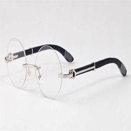 men round glasses clear lens fashion sports mens sunglasses women buffalo horn full rimless wooden eyeglasses with box case lunett313J