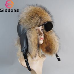 Style Winter Ushanka Hat Men Women's Pilot Bomber Trapper Hats Real Fox Fur Leather Snow Cap with Ear Flaps 231221