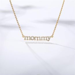 New Personalized mommy Letter Zircon Necklace & Pendant For Women Crystal Choker Chain Jewelry Mother's Day Birthday Gif276I