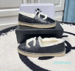 Luxury sandal Casual Women Shoes Espadrilles winter ladies flat Beach Half Slippers fashion woman Loafers Fisherman canvas Shoe with box size