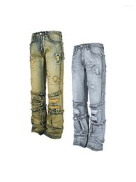 Men's Jeans R69 Heavy Industry Destroys Men Skinny Trousers High Street Autumn Winter Distressed For