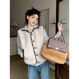 Women's Vests Vested Women Collar Imitation Lamb Fur Coat And All In One Showing A Slim Temperament Cardigan Winter Warmth Trend