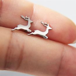 Everfast New Tiny Fawn Earring Little Deer Stainless Steel Earrings Studs Fashion Ear Jewellery Chirstmas Gift For Women Girls Kids 303E