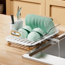 Kitchen Storage Dryer Tray Organiser Multifunction Foldable Dish Drying Rack Sink Shelf Basket Bowl Sponge Holder Dishs Drainer