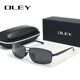 OLEY Men Polarised Sunglasses Aluminium Magnesium Sun Glasses Driving Glasses Rectangle Shades For Men Oculos masculino Male275U