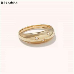 Dplaopa 925 Sterling Silver Gold La Dome Cz Zircon Star Ring Luxury Jewelry Screw Fine Fashion Round Wedding Jewels328k