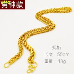 Chokers Plated 100% Real Gold 24k 999 gold Necklace Men's Gilded Hegemonic Personality Fashion Jewellery Long Time Pure 18K Gold Jewellery 231222