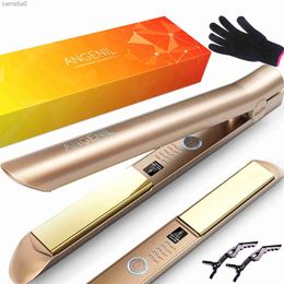 Hair Curlers Straighteners ANGENIL Nano Titanium Flat Iron Hair Straightener and Curler 2 in 1 Straightening Curling Hair Styling Irons for WomenL231222