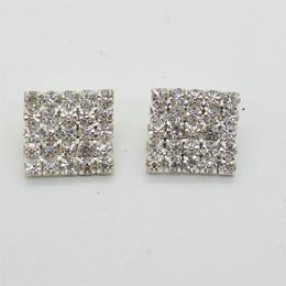 50pcs 16x16mm Square Rhinestone Embellishment Buttons FlatBack DIY Crystal Buckles Factory 2843