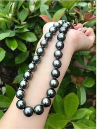 18inch luster 910mmreal natural Tahitian black pearl necklace 231221