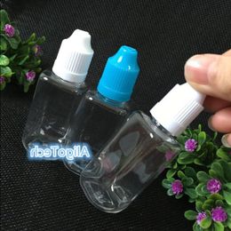 1400pcs/Lot Square Bottle 30ml PET Transparent Bottles Colourful Child Proof Cap Empty Plastic Dropper Bottles For E liquid Juice Kmblg