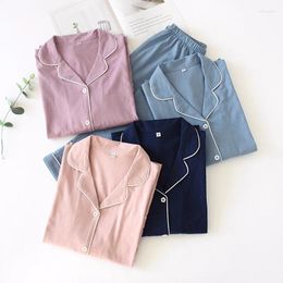 Women's Sleepwear Couple Pyjamas Men's Spring Autumn Winter Pure Cotton Solid Long Sleeved Pants Set Pijamas Home Nightwear Homewear