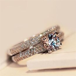 925 Sterling Silver Rings New High Qulity White Gold Plated 1 5CT Swiss Diamond Rings For Women Luxury Wedding Jewelry shippi332n