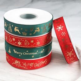 Party Decoration 25yards 2.5cm/1inch Christmas Printed Ribbon Merry Decorations For Home 2024 Year Xmas Tree Decor DIY Gift Packing