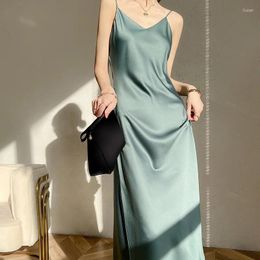 Women's Sleepwear Women Satin Dress Long Nightgown Slip Sleep Silk V Neck Nightwear Backless Suspender Ladies Sexy Dresses