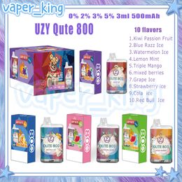 High Quality Factory Outlet UZY Qute 800 Puffs Disposable E Cigarettes Mesh Coil 3ml Pod 500 mAh Battery Electronic Cigs Puffs 800 0% 2% 3% 5% 10 Flavours Fast Delivery