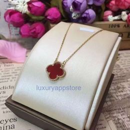 Van clover necklace fashion titanium steel doublesided four leaf clover pendant necklace small pop design light luxury girlfriends day gift