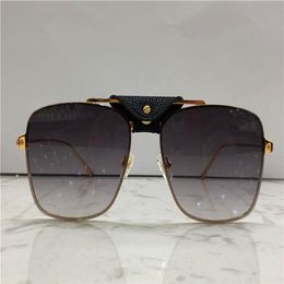 fashion design sunglasses 0198 square metal frame with leather retro avant-garde simple pop style top quality whole eyewear289j