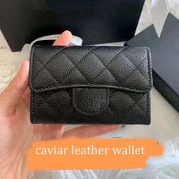 Women Designer Black Small Wallets Caviar Leather Short Purses Genuine Card Holder Coin Purse Fold Wallet Purse Bag Luxury Designers Handbags Cluch Wallets woman