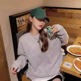 Women's Hoodies Sweatshirt Pullover O-Neck Solid Color Top Autumn Winter Warm Couple's Shirt Casual Korean Style Fashion Versatile Tops