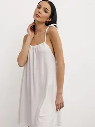 Women's Sleepwear Hiloc White Black Knitted Nightgown Woman Dresses Spaghetti Strap Lacing Nightdress Spring Backless Above Knee Night Dress