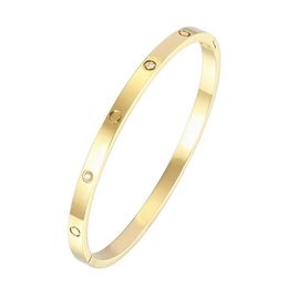 4mm titanium steel cuff bracelet gold silver and rose woman man luxury bangle couple Jewellery lover gift no box294o