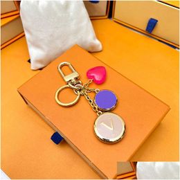Keychains & Lanyards Designers Keychain Luxury Bag Charm Heart Shaped Key Chain Fashion Pendant Gold Keyring Car Ornament Keychains D Dhyjy