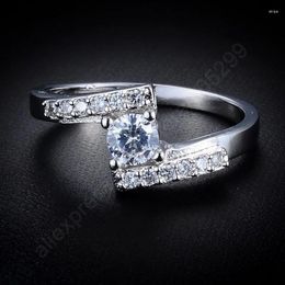 Cluster Rings Luxury Pure 925 Sterling Silver Jewellery Cubic Zirconia Ring Wedding Engagement Set Jewellery Supplier