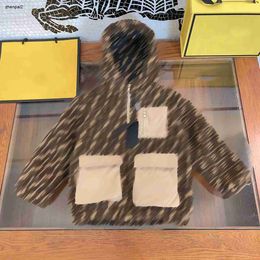 Luxury kids jacket toddler coat Size 110-160 designer baby clothes Imitation lamb cashmere Hooded child Outerwear Dec10