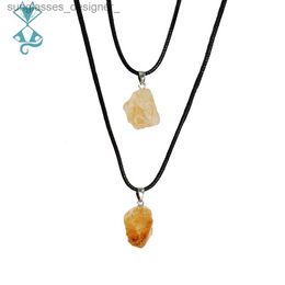 Pendant Necklaces Natural Citrine Pendant For Women Citrine R Stone Necklace For Men Yellow Crystal Necklaces Gift Natural Crystal Jewellery GiftL231222