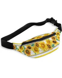 Waist Bags Yellow Watercolour Sunflower Packs For Women Waterproof Outdoor Sports Bag Unisex Crossbody Shoulder