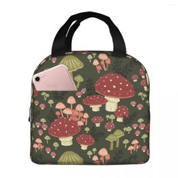 Dinnerware Beautiful Red Mushrooms Lunch Bag Insulated With Compartments Reusable Tote Handle Portable For Kids Picnic Work School