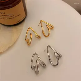 Stud Earrings Minimalist Metal Line Geometric For Women Simple Futuristic Fashion Jewellery Gifts