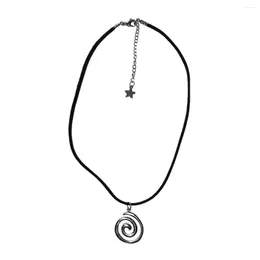 Pendant Necklaces Stainless Steel Grunge Leather Cord / Ribbon Necklace With Spiral Y2K Fairycore Swirl Gothic