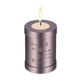 IJU045 Stainless Steel Cylinder Engrave Ashes Urn for Human Pet Memorial Candle Holder Cremation Jar316U