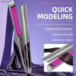 Hair Curlers Straighteners KEMEI Anti Static Flat Iron Hair Straightener with LCD Panel Professional Salon Model Ceramic Hair Straightener for WomenL231222