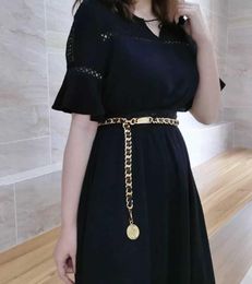 Medieval Metal Waist Chain Jeans Dress Accessories Black Gold Chain Vintage Womens Leather Belt Pendant Chain Designer Belts Q07262651623