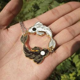 Pendant Necklaces Creative Tai Chi Yin Yang Koi Fish Carp Necklace Matching Lucky Couple Men Women Party Engagement Jewelry251h