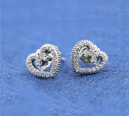 Wholesale-CHARM CZ Diamond Stud Earrings with original box for 925 sterling silver sweet fashion love vortex ladies earrings3242770
