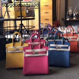 Ostrich Handbags Women Bags South African Leather Womens Handbag 30kk Classic Manual Wax Thread Large Capacity VDDN