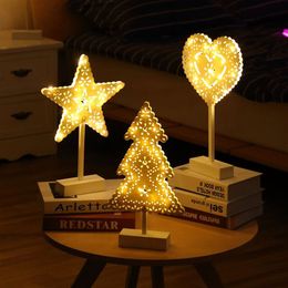 Creative LED Stars Table Lamp Christmas Tree Night Lights Desk Lamp for Home Festival Wedding Decor Night Lamp Battery Operated291k